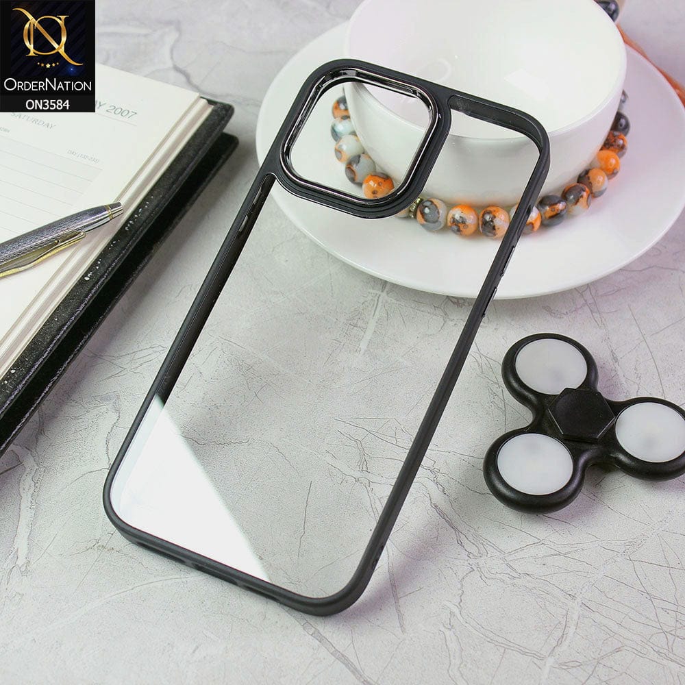 iPhone 13 Pro Max Cover - Black - Trendy Electroplating Camera Shiny Borders Crash Resistant Pc + Tpu Protection Case