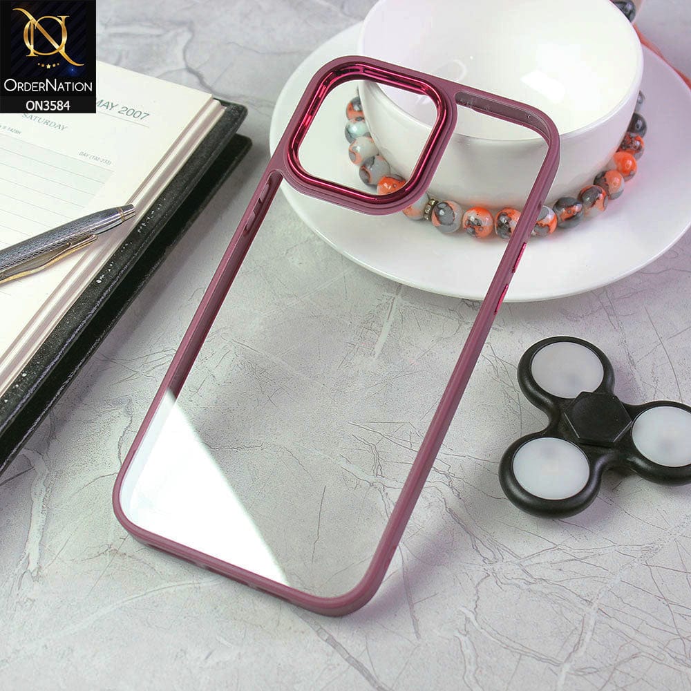 iPhone 13 Pro Max Cover - Magenta - Trendy Electroplating Camera Shiny Borders Crash Resistant Pc + Tpu Protection Case