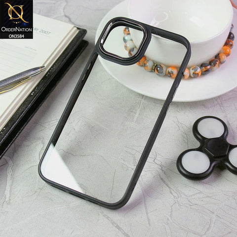 iPhone 14 Cover - Black - Trendy Electroplating Camera Shiny Borders Crash Resistant Pc + Tpu Protection Case