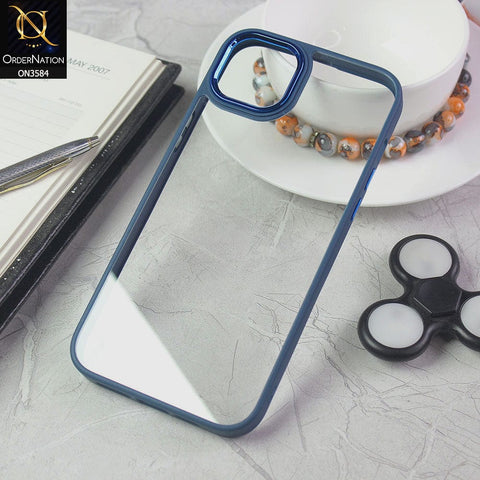 iPhone 14 Plus Cover - Blue - Trendy Electroplating Camera Shiny Borders Crash Resistant Pc + Tpu Protection Case