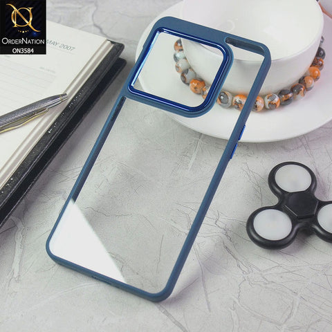 OnePlus 10 Pro Cover - Blue - Trendy Electroplating Camera Shiny Borders Crash Resistant Pc + Tpu Protection Case