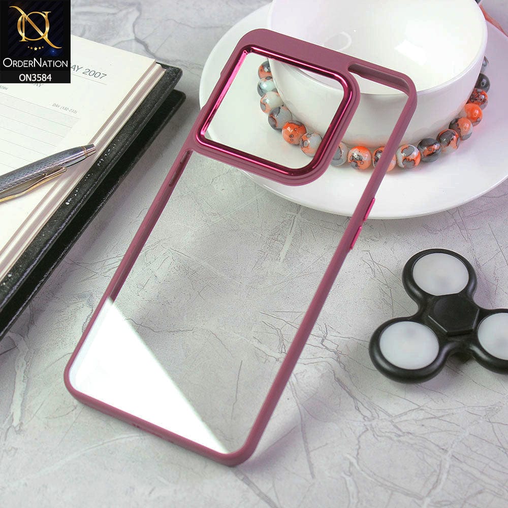 OnePlus 10 Pro Cover - Margenta - Trendy Electroplating Camera Shiny Borders Crash Resistant Pc + Tpu Protection Case