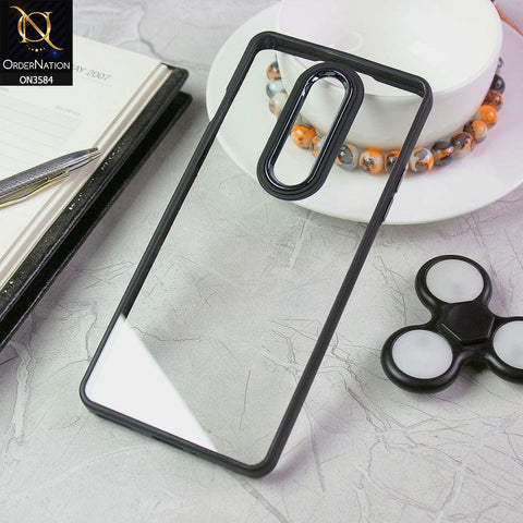 OnePlus 8 4G Cover - Black - Trendy Electroplating Camera Shiny Borders Crash Resistant Pc + Tpu Protection Case