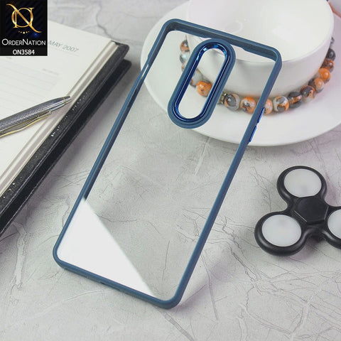 OnePlus 8 4G Cover - Blue - Trendy Electroplating Camera Shiny Borders Crash Resistant Pc + Tpu Protection Case
