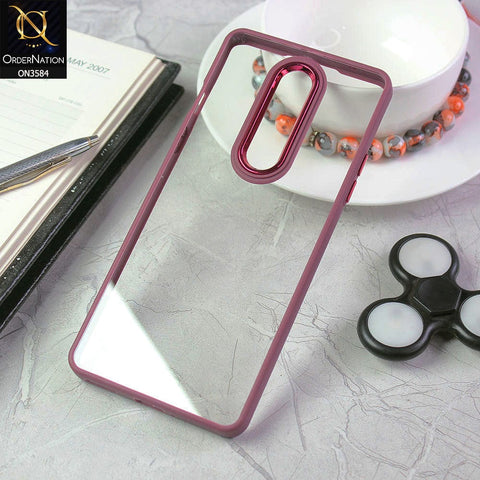 OnePlus 8 4G Cover - Margenta - Trendy Electroplating Camera Shiny Borders Crash Resistant Pc + Tpu Protection Case