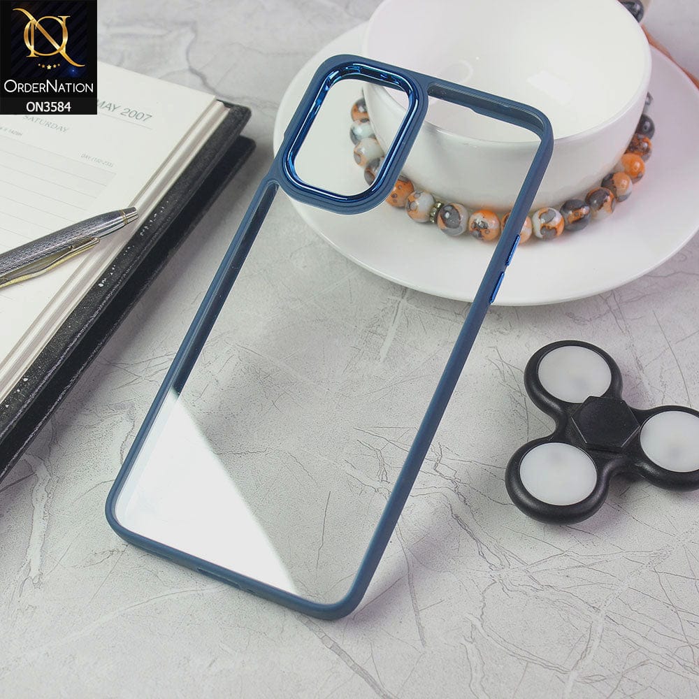 OnePlus 8T Cover - Blue - Trendy Electroplating Camera Shiny Borders Crash Resistant Pc + Tpu Protection Case