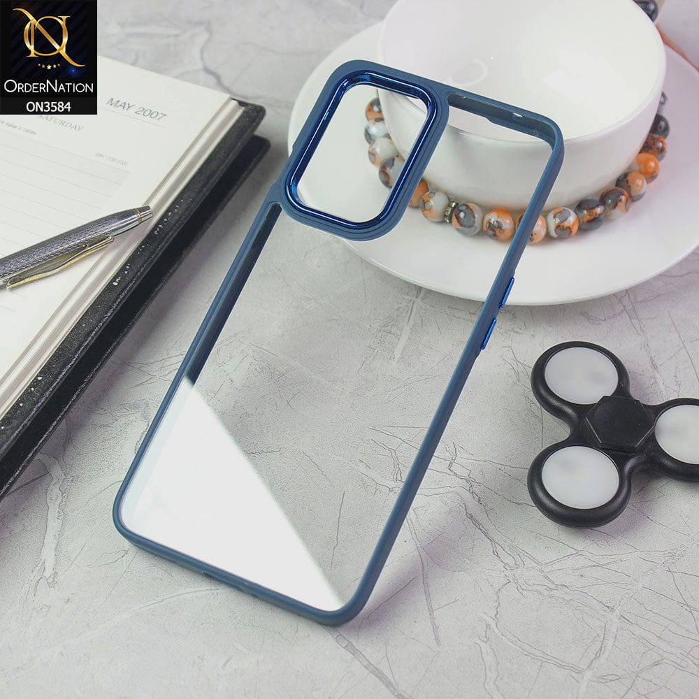 OnePlus 9 Pro Cover - Blue - Trendy Electroplating Camera Shiny Borders Crash Resistant Pc + Tpu Protection Case