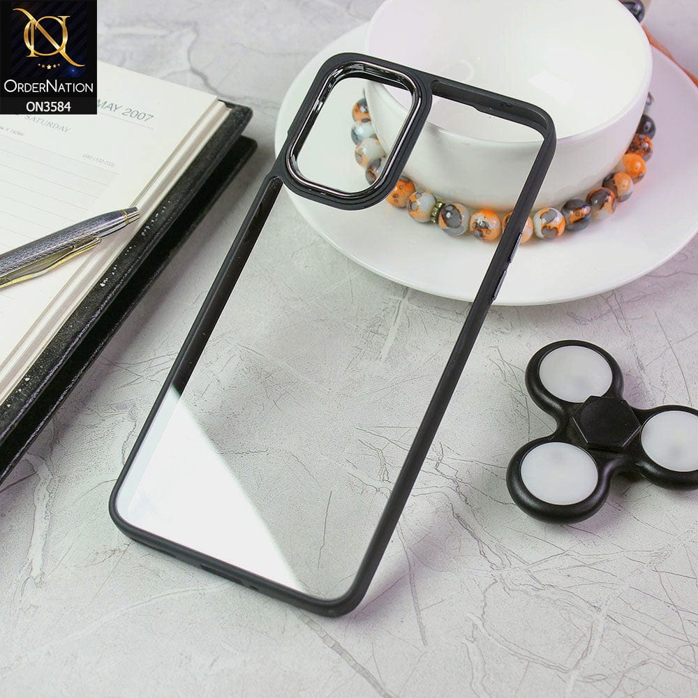 OnePlus 9R Cover - Black - Trendy Electroplating Camera Shiny Borders Crash Resistant Pc + Tpu Protection Case