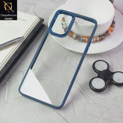 OnePlus 9R Cover - Blue - Trendy Electroplating Camera Shiny Borders Crash Resistant Pc + Tpu Protection Case