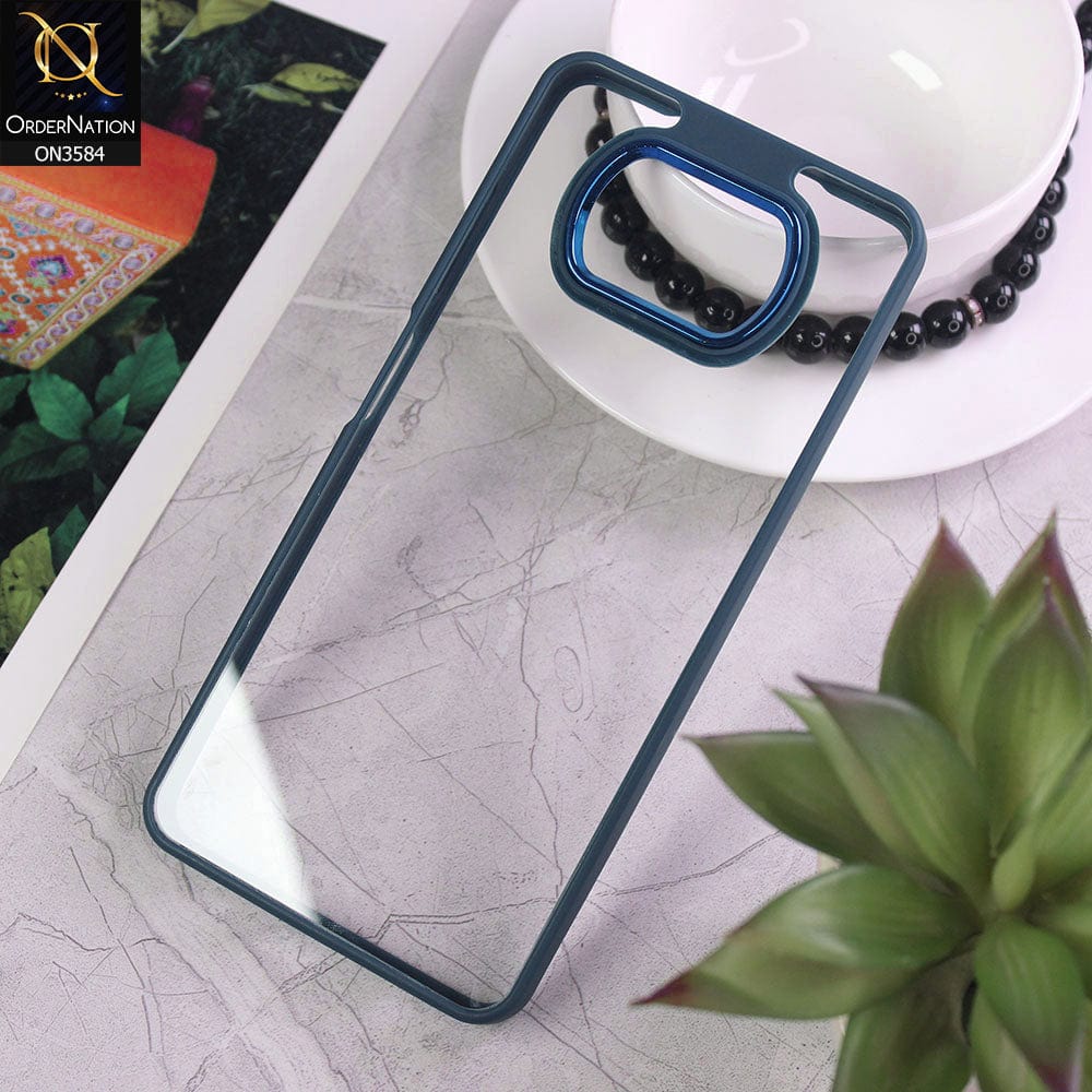 Xiaomi Poco X3  Cover - Blue - Trendy Electroplating Camera Shiny Borders Crash Resistant Pc + Tpu Protection Case