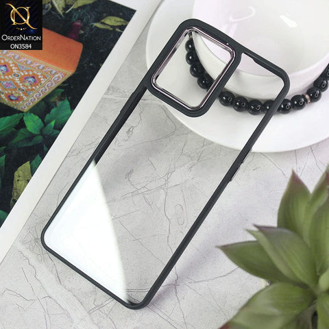 Oppo Reno 7 4G Cover - Black - Trendy Electroplating Camera Shiny Borders Crash Resistant Pc + Tpu Protection Case