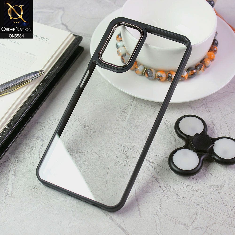Samsung Galaxy A32 Cover - Black - Trendy Electroplating Camera Shiny Borders Crash Resistant Pc + Tpu Protection Case