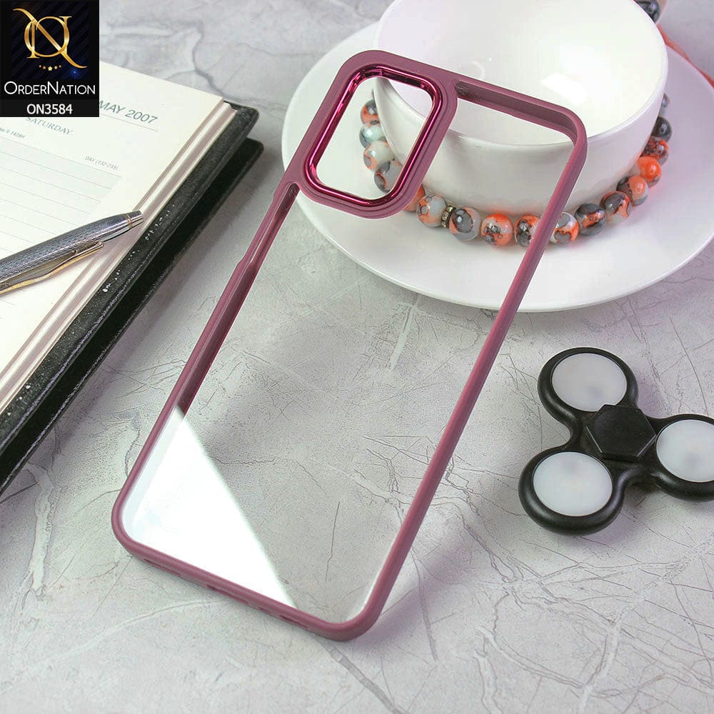 Samsung Galaxy A32 Cover - Margenta - Trendy Electroplating Camera Shiny Borders Crash Resistant Pc + Tpu Protection Case