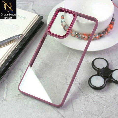 Samsung Galaxy A73 5G Cover - Margenta - Trendy Electroplating Camera Shiny Borders Crash Resistant Pc + Tpu Protection Case