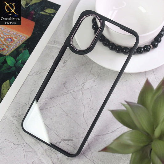 Vivo Y02s Cover - Black - Trendy Electroplating Camera Shiny Borders Crash Resistant Pc + Tpu Protection Case