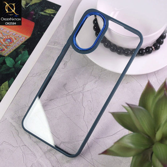 Vivo Y02s Cover - Blue - Trendy Electroplating Camera Shiny Borders Crash Resistant Pc + Tpu Protection Case