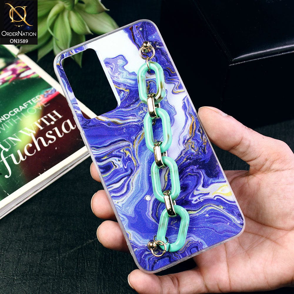Infinix Note 11 Cover - Purple - Trendy Marble Waves Texture Soft Tpu Case with Chain Holder