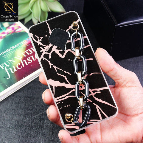 Vivo S1 Pro Cover - Black - Trendy Marble Waves Texture Soft Tpu Case with Chain Holder