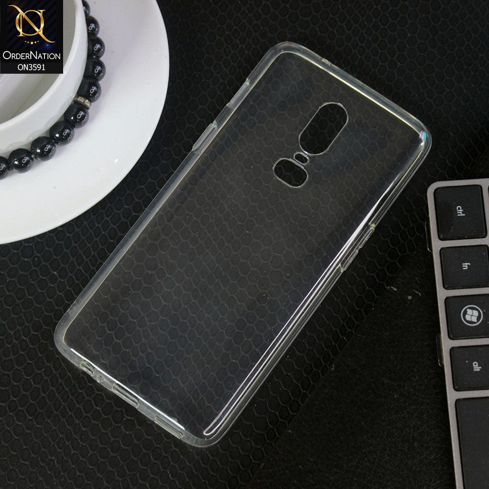 OnePlus 6 Cover - Transparent - Soft 4D Design Shockproof Silicone Transparent Clear Case