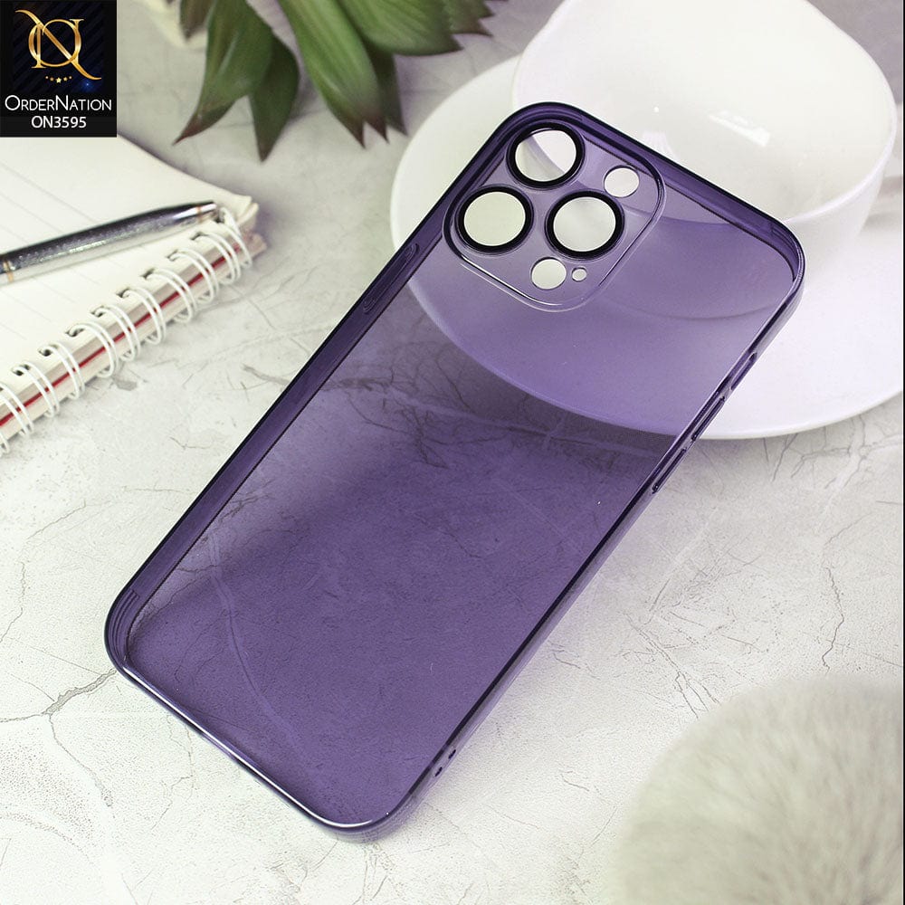 iPhone 14 Pro Max Cover - Purple - Soft Silicone Transparent Clear Case  with Camera Lense Protection
