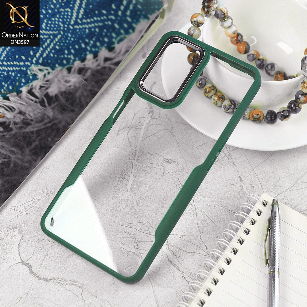 Oppo A55 5G Cover - Green - Trendy Electroplating Shiny Camera Borders Crash Resistant Pc+Tpu Protective Case
