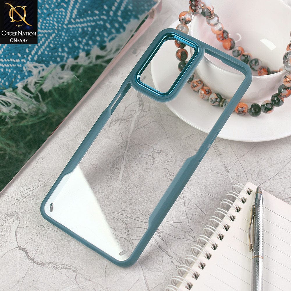 Oppo A36 Cover - Blue - Trendy Electroplating Shiny Camera Borders Crash Resistant Pc+Tpu Protective Case