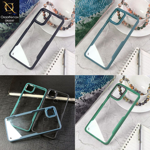 Samsung Galaxy A12 Nacho Cover - Green - Trendy Electroplating Shiny Camera Borders Crash Resistant Pc+Tpu Protective Case
