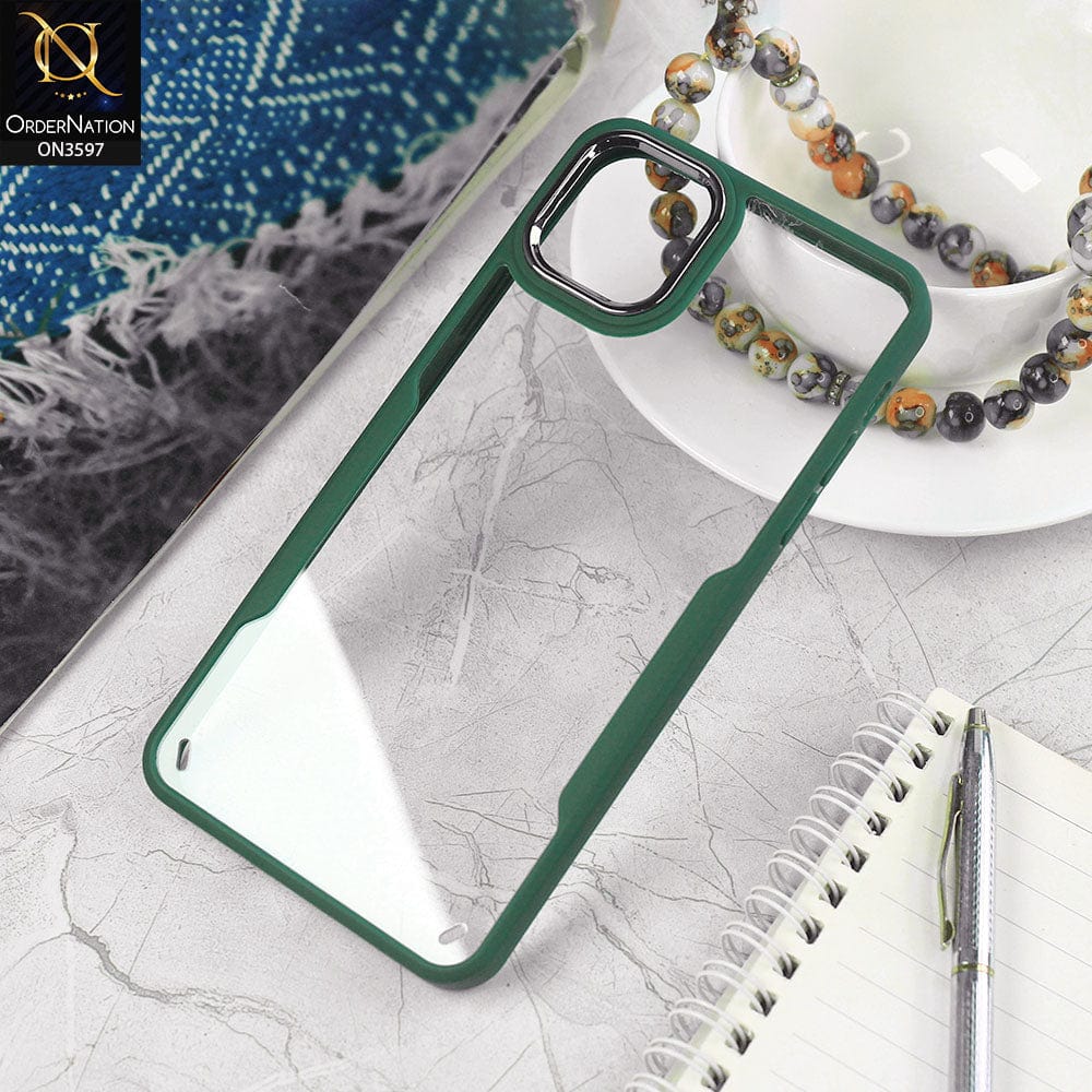 iPhone 12 Pro Cover - Green - Trendy Electroplating Shiny Camera Borders Crash Resistant Pc+Tpu Protective Case