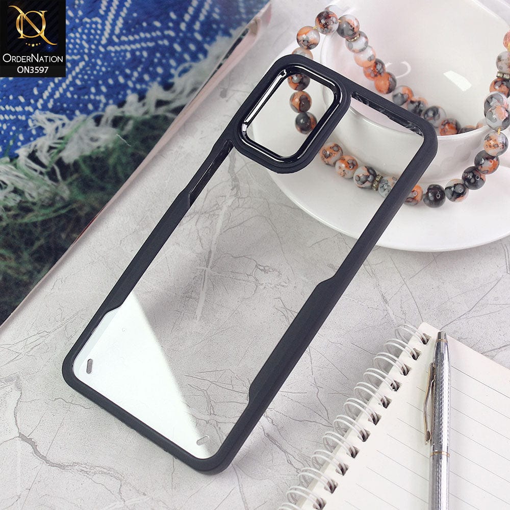 Samsung Galaxy A12 Nacho Cover - Black - Trendy Electroplating Shiny Camera Borders Crash Resistant Pc+Tpu Protective Case
