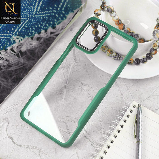 Samsung Galaxy A12 Nacho Cover - Green - Trendy Electroplating Shiny Camera Borders Crash Resistant Pc+Tpu Protective Case