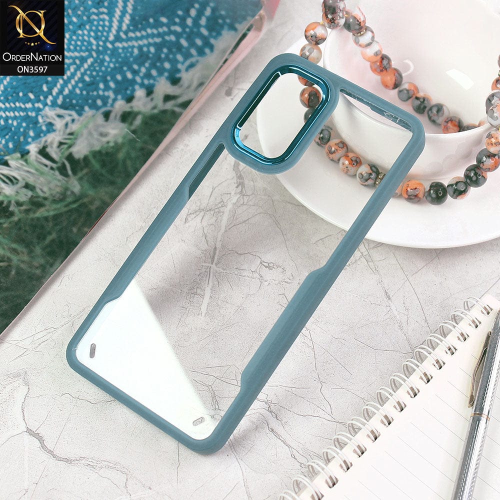 Samsung Galaxy A32 Cover - Blue - Trendy Electroplating Shiny Camera Borders Crash Resistant Pc+Tpu Protective Case