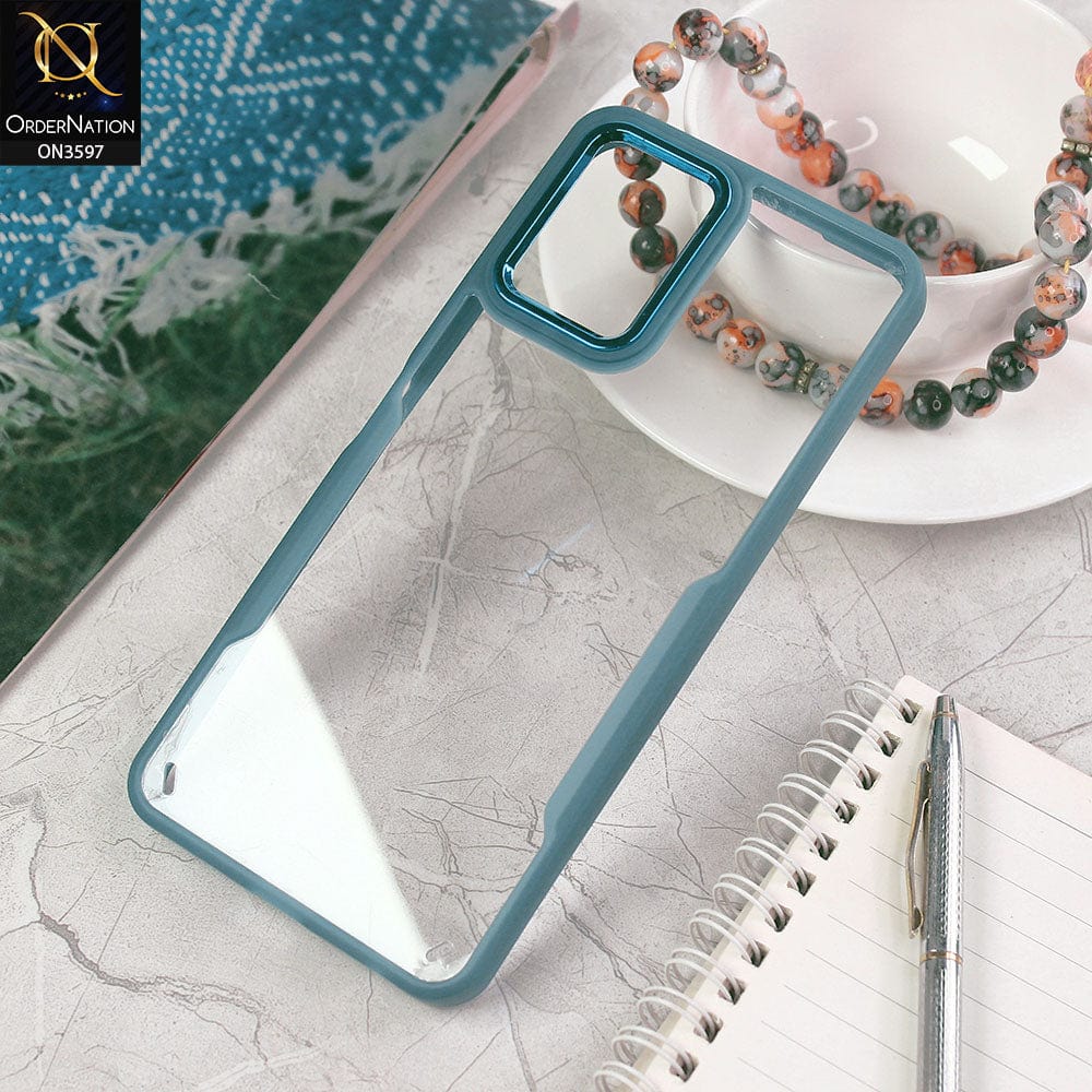 Vivo Y21 Cover - Blue - Trendy Electroplating Shiny Camera Borders Crash Resistant Pc+Tpu Protective Case