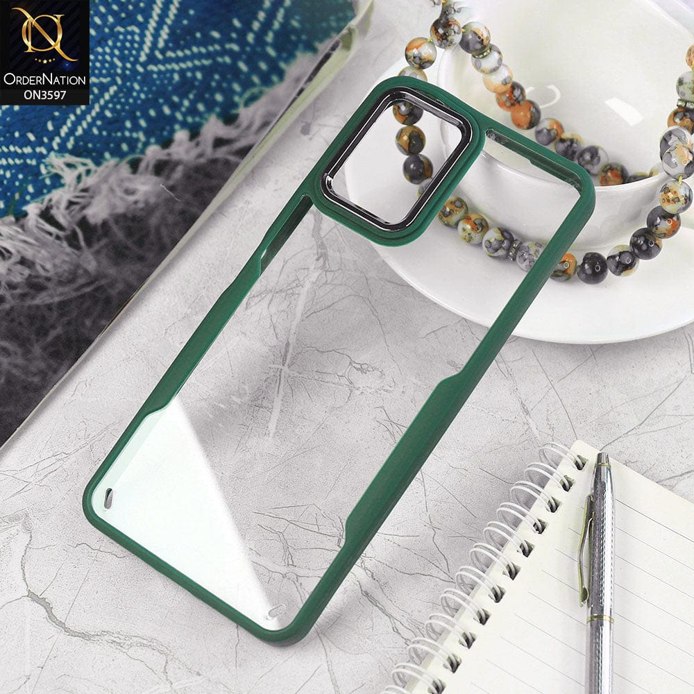Vivo Y21t Cover - Green - Trendy Electroplating Shiny Camera Borders Crash Resistant Pc+Tpu Protective Case