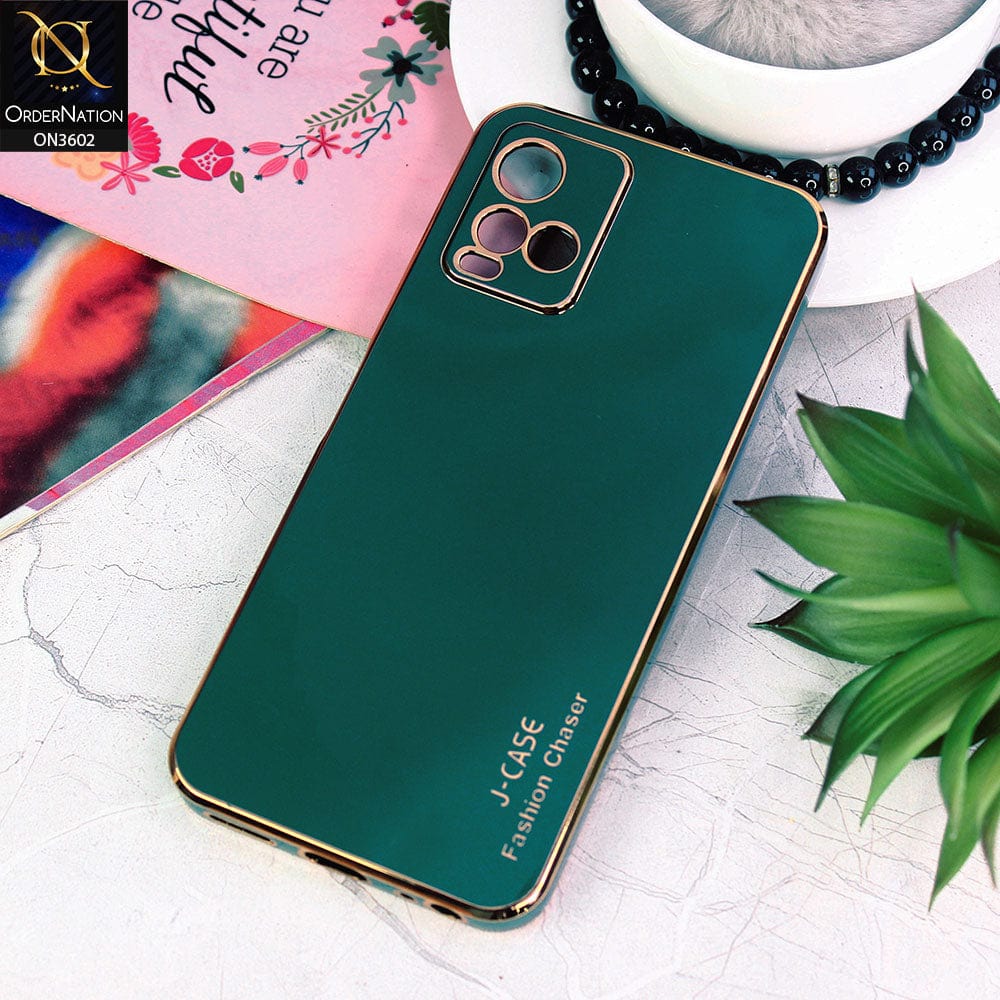 Vivo Y21s Cover - Green - New Electroplated Side Borders Camera Protection Case