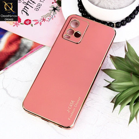 Vivo Y21e Cover - Red - New Electroplated Side Borders Camera Protection Case