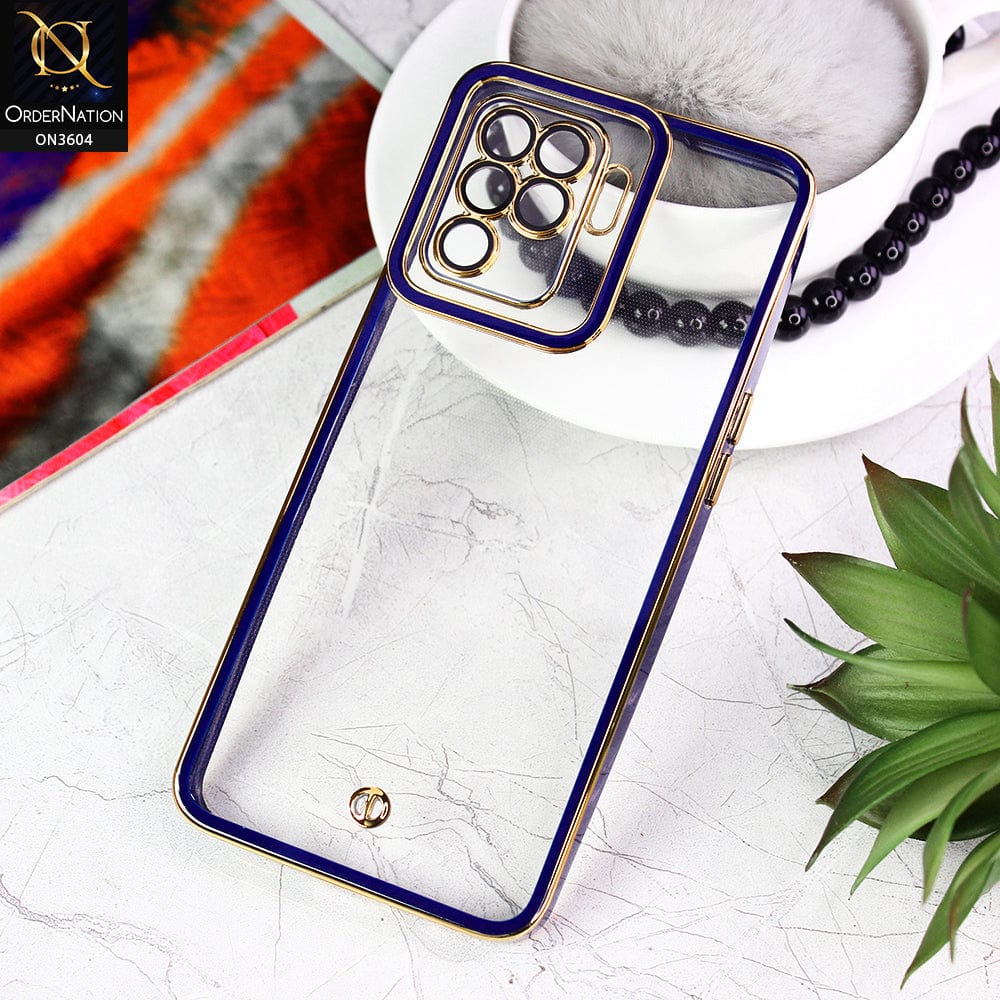 Oppo F19 Pro Cover - Blue - New Electroplated Side Borders Camera And Lense Protection Case
