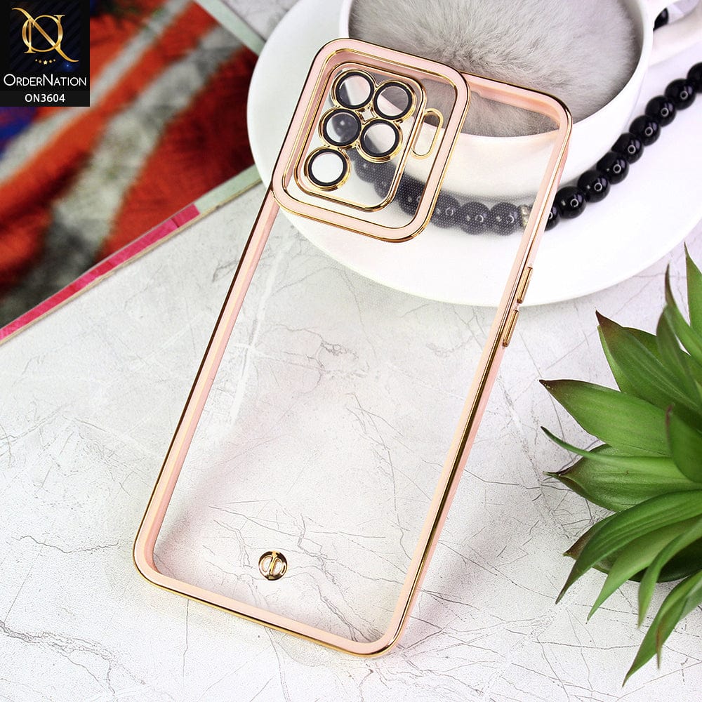 Oppo A94 Cover - Pink - New Electroplated Side Borders Camera And Lense Protection Case