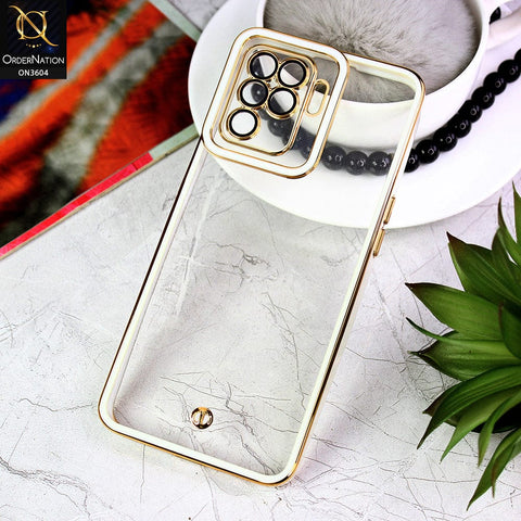Oppo A94 Cover - White - New Electroplated Side Borders Camera And Lense Protection Case