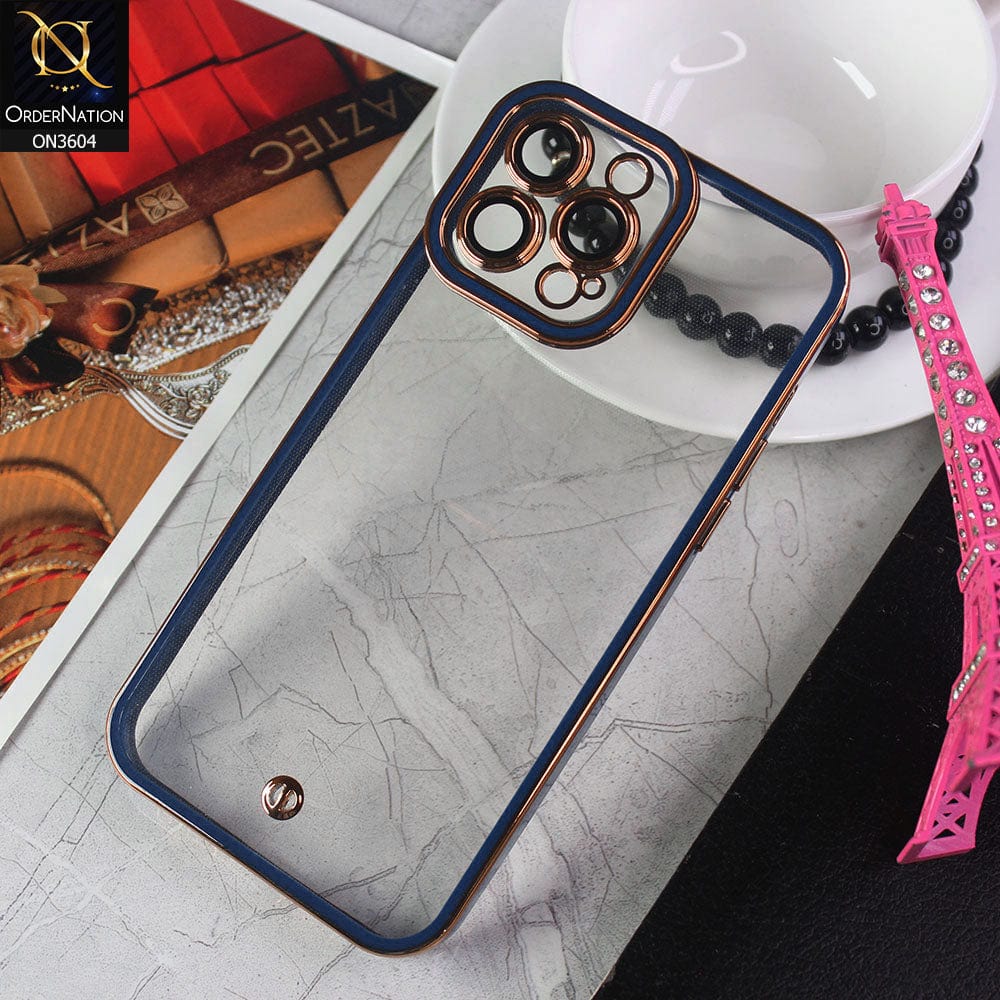 iPhone 13 Pro Cover - Dark Blue - New Electroplated Side Borders Camera And Lense Protection Case