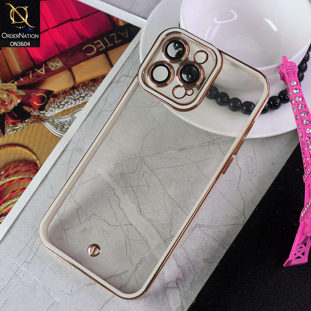 iPhone 13 Pro Cover - White - New Electroplated Side Borders Camera And Lense Protection Case