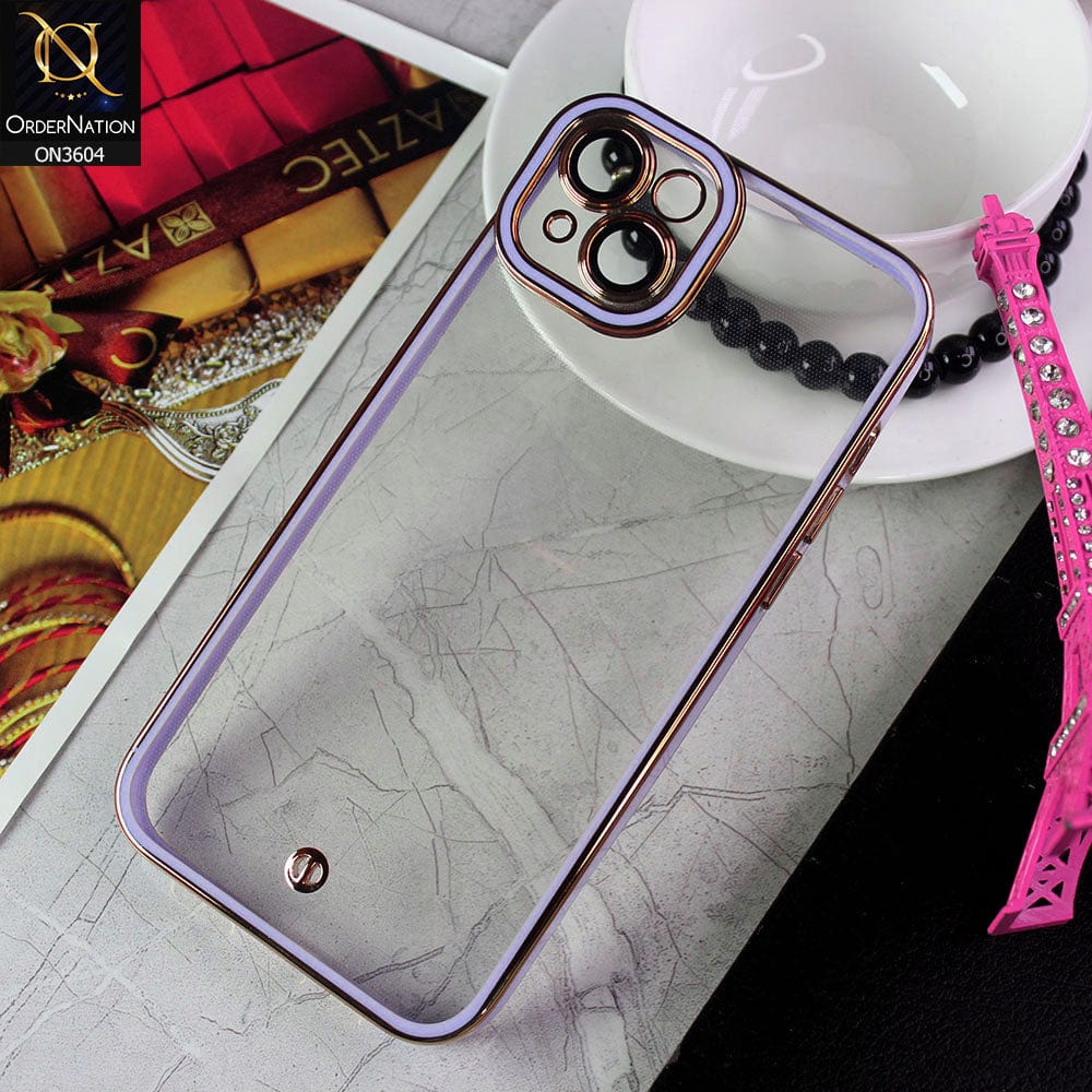 iPhone 14 Plus Cover - Purple - New Electroplated Side Borders Camera And Lense Protection Case