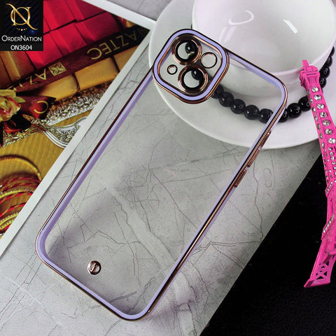 iPhone 14 Plus Cover - Purple - New Electroplated Side Borders Camera And Lense Protection Case