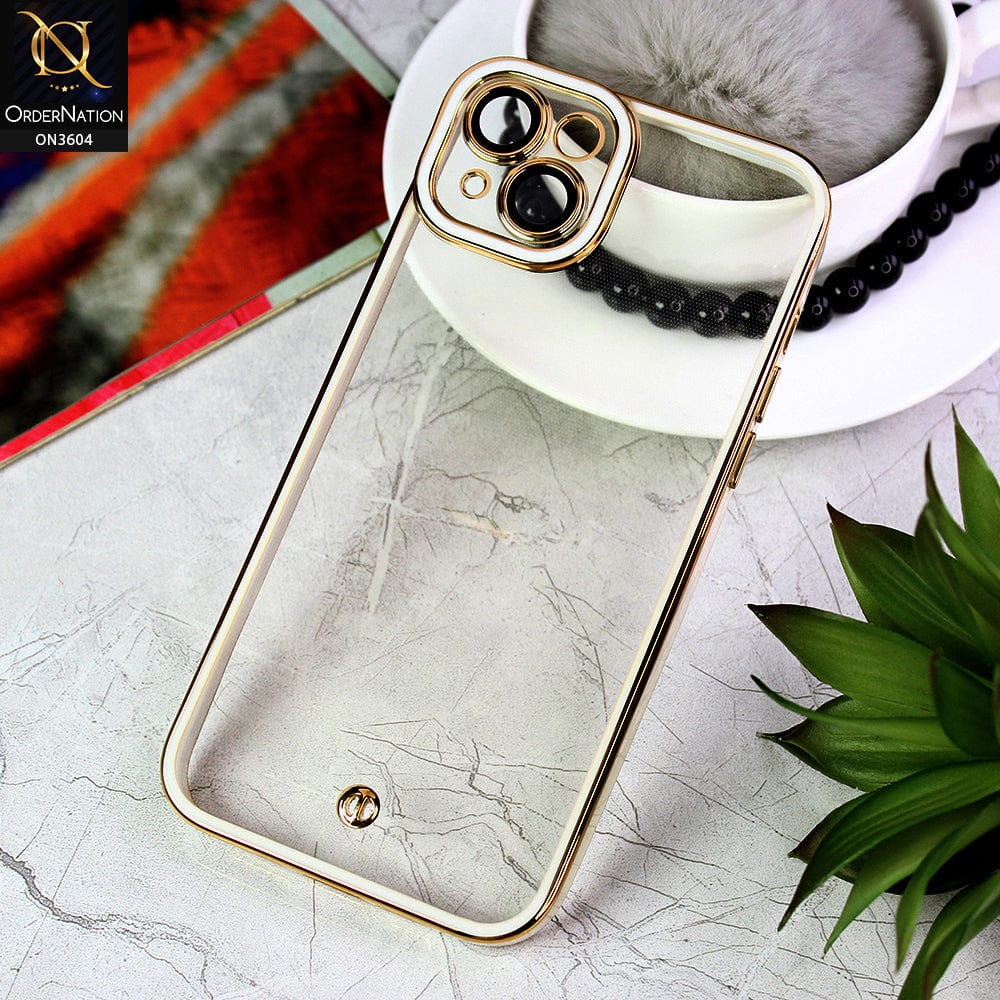 iPhone 14 Plus Cover - White - New Electroplated Side Borders Camera A ...