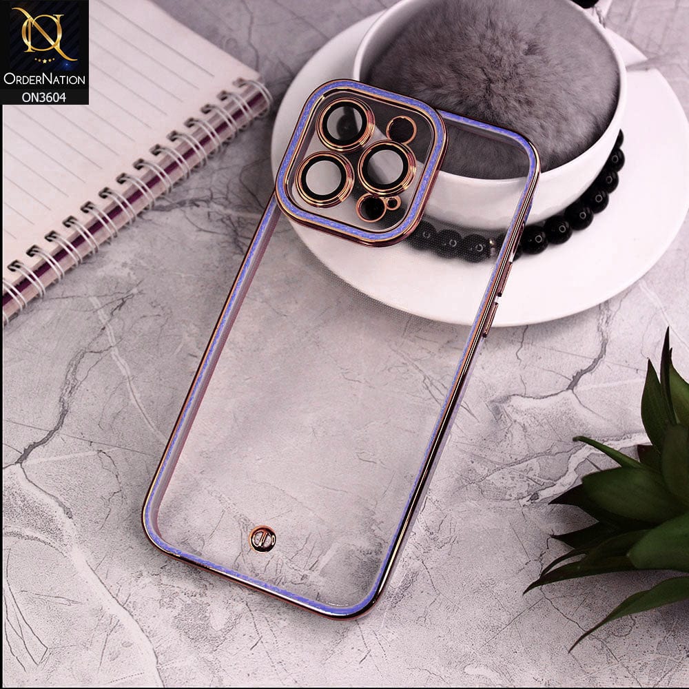 iPhone 14 Pro Max Cover - Purple - New Electroplated Side Borders Camera And Lense Protection Case