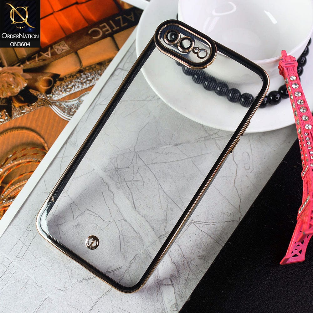 iPhone 8 Plus / 7 Plus Cover - Black - New Electroplated Side Borders Camera And Lense Protection Case