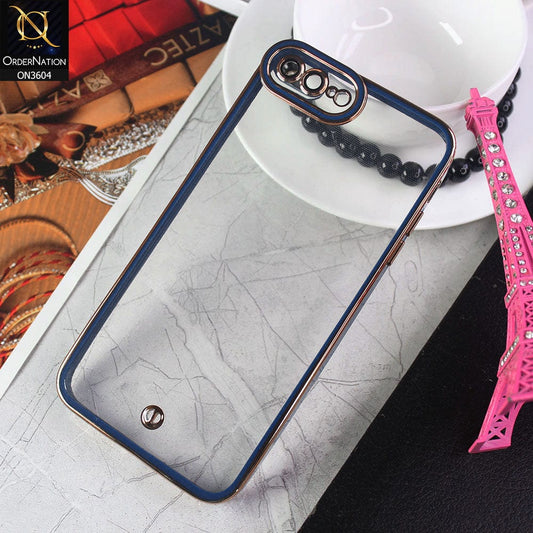 iPhone 8 Plus / 7 Plus Cover - Dark Blue - New Electroplated Side Borders Camera And Lense Protection Case
