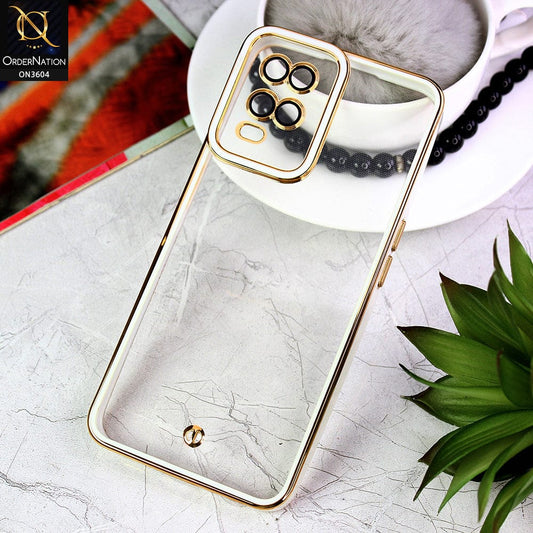 Oppo A54 4G Cover - White - New Electroplated Side Borders Camera And Lense Protection Case