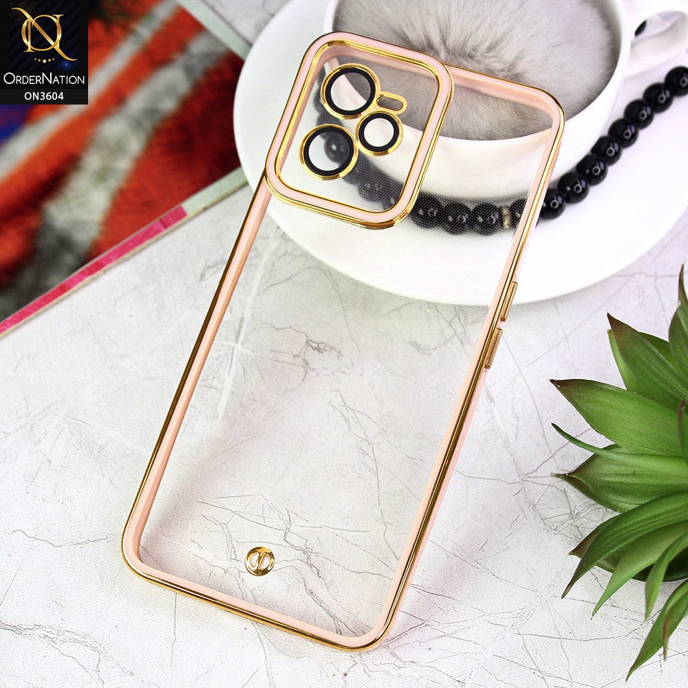 Realme C35 Cover - Pink - New Electroplated Side Borders Camera And Lense Protection Case