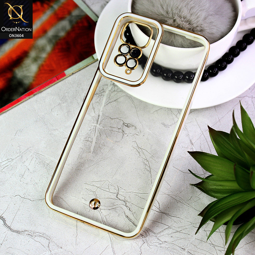 Xiaomi Redmi Note 11 Cover - White - New Electroplated Side Borders Camera And Lense Protection Case
