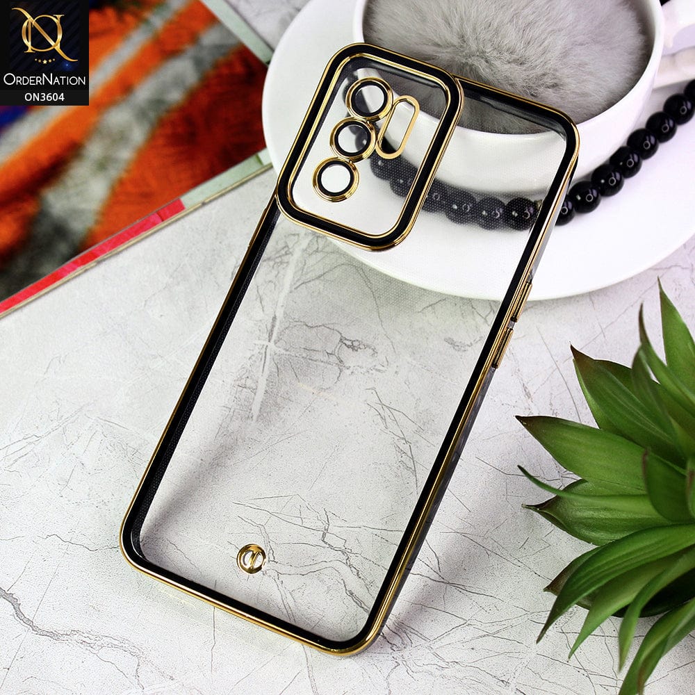 Oppo Reno 6 Cover - Black - New Electroplated Side Borders Camera And Lense Protection Case